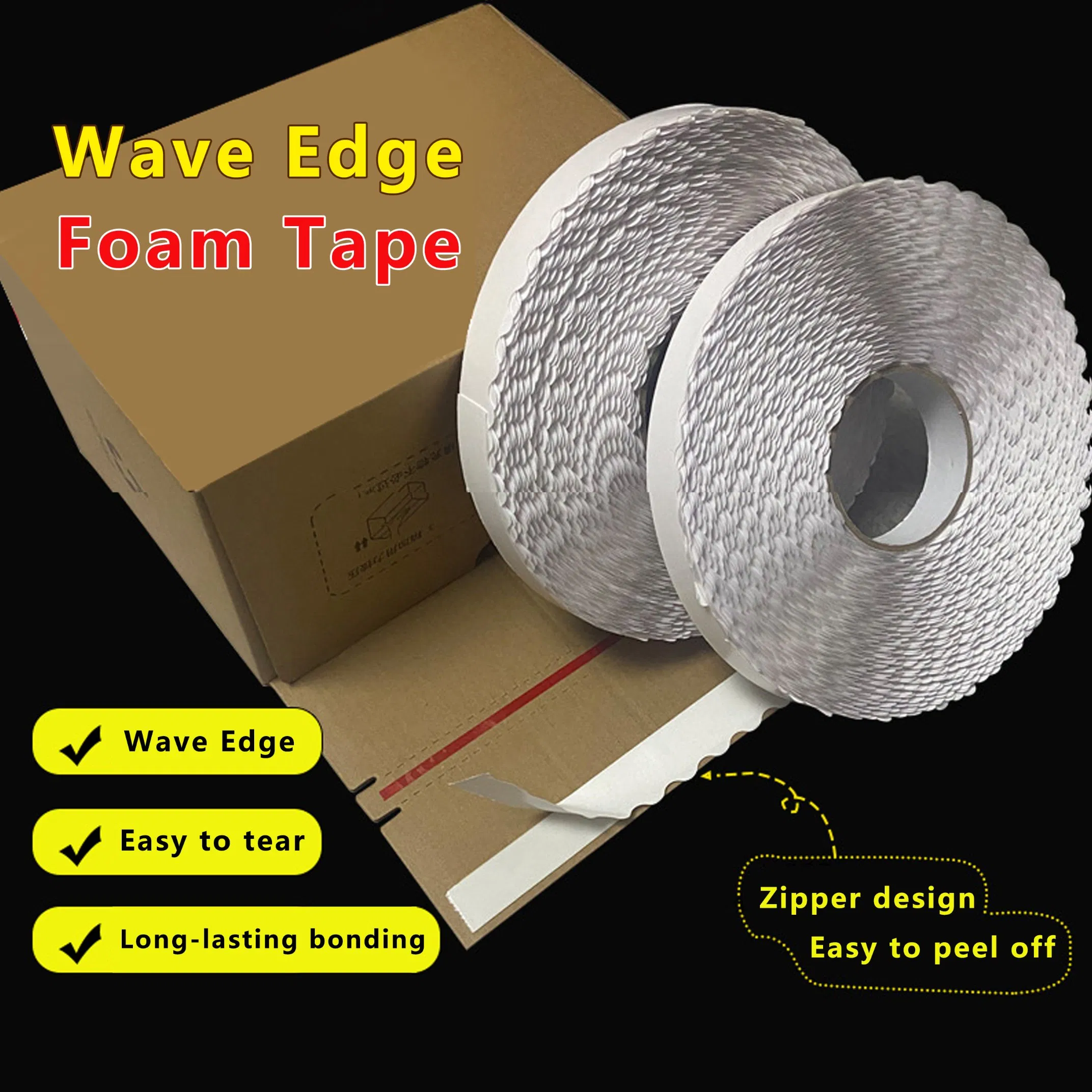 Environmental Wave Edge Retention High Temperature Hot Selling Bag Sealing Sided for Shipping Box Zipper Foam Double Side Tape