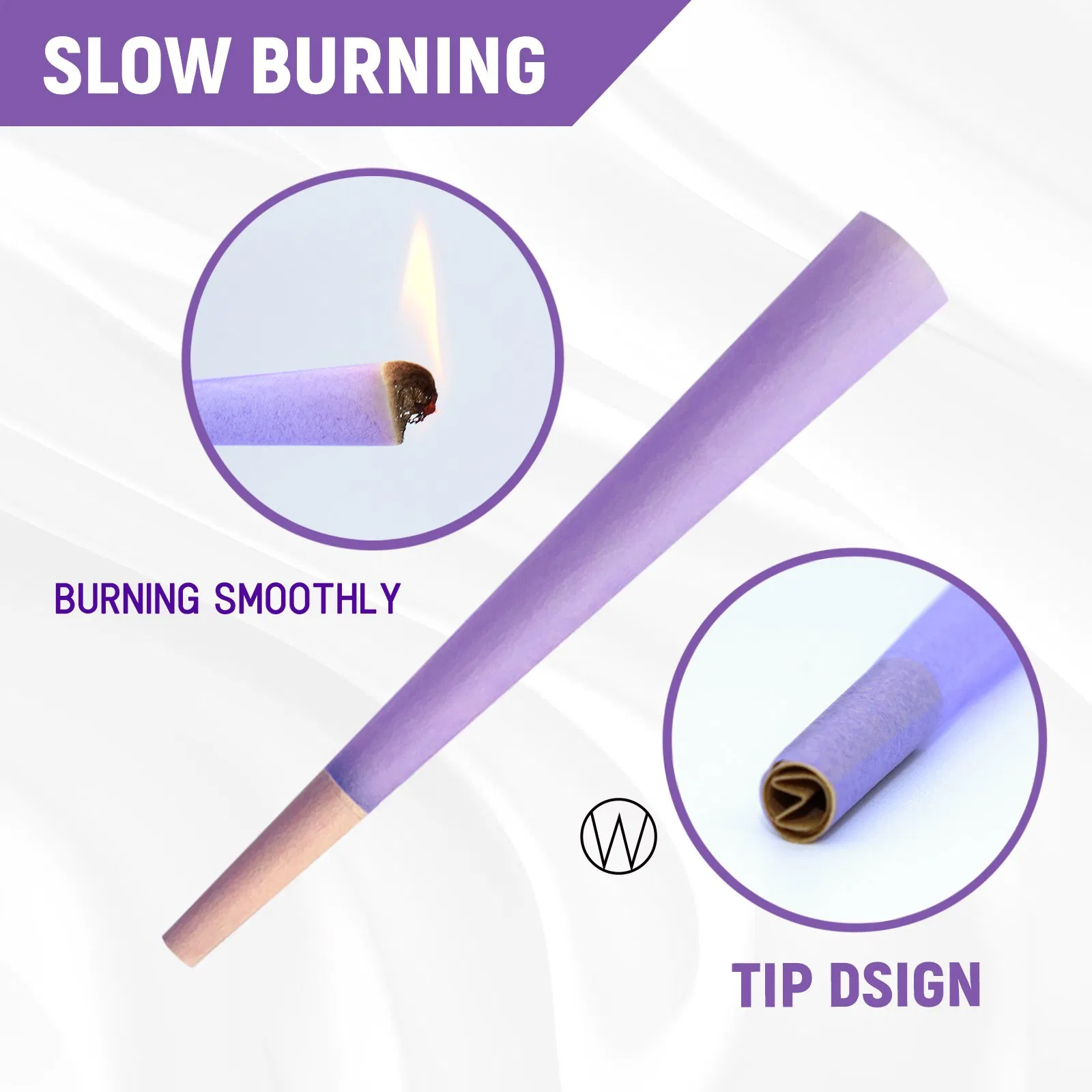 Party Decoration Purple 1000PCS/Box King Size 108mm Rolly Papers