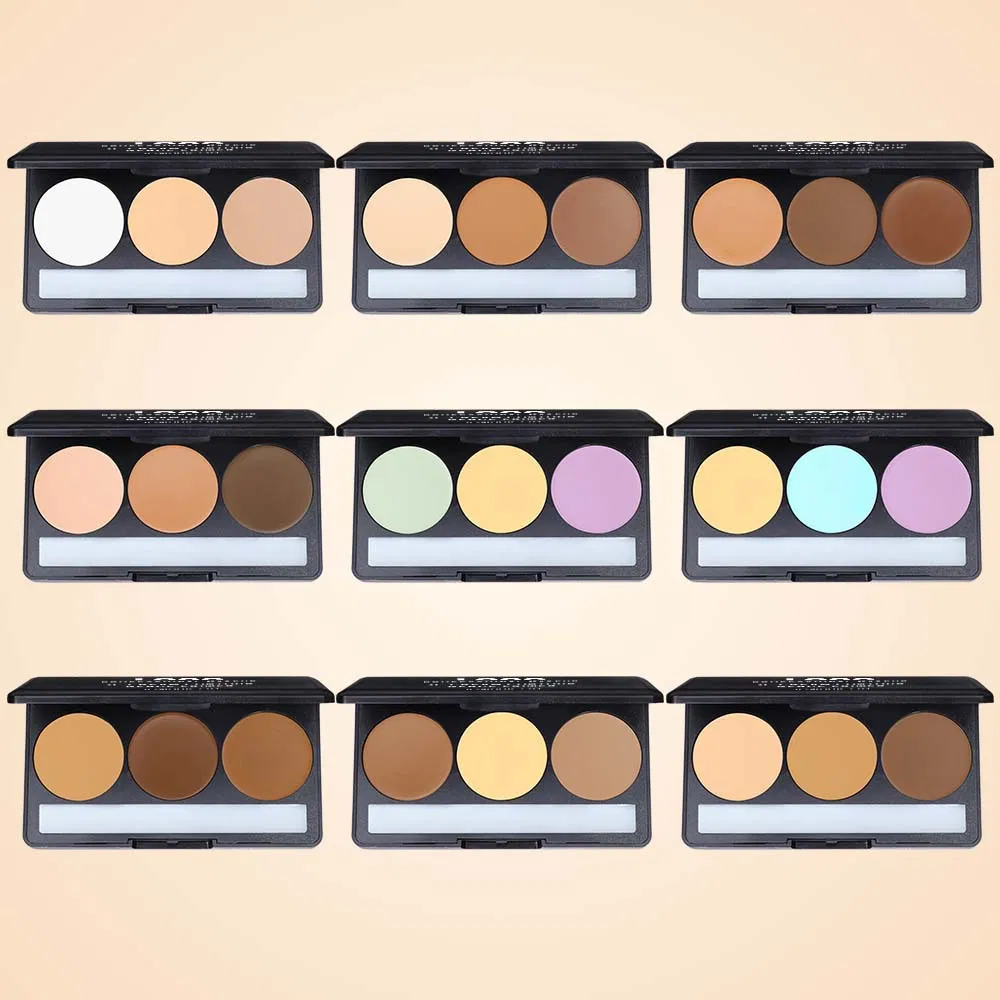 3 Colors Contour Palette Mineral Makeup Cream Private Label Natural Cosmetics Matte Finish Contour & Face Primer Palette