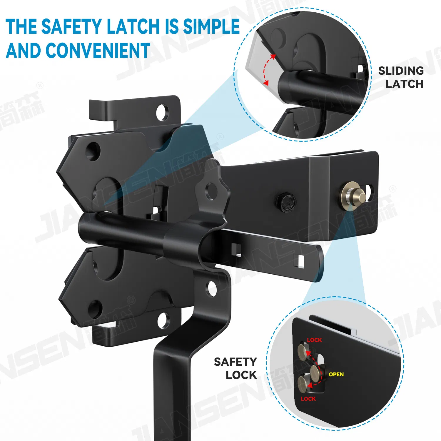 Traditional Heavy Duty Wood Gates Hardware Sets Decorative Fence Hardware Kit Gate Hardware Sets Black Stainless Steel for Outdoor Doors