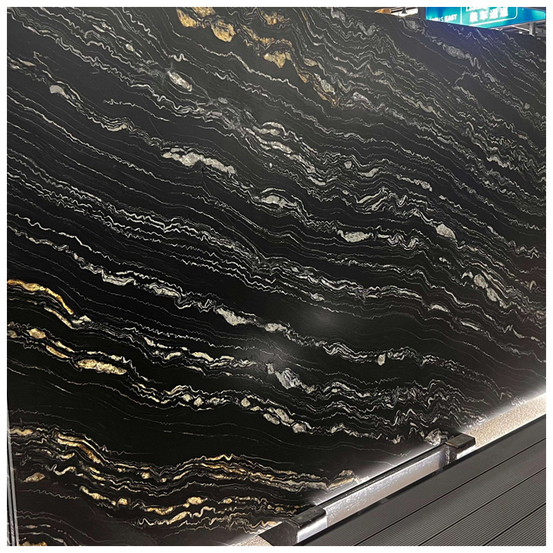 Brazilian Black and Gold Portoro Quartzite Slabs for Countertops