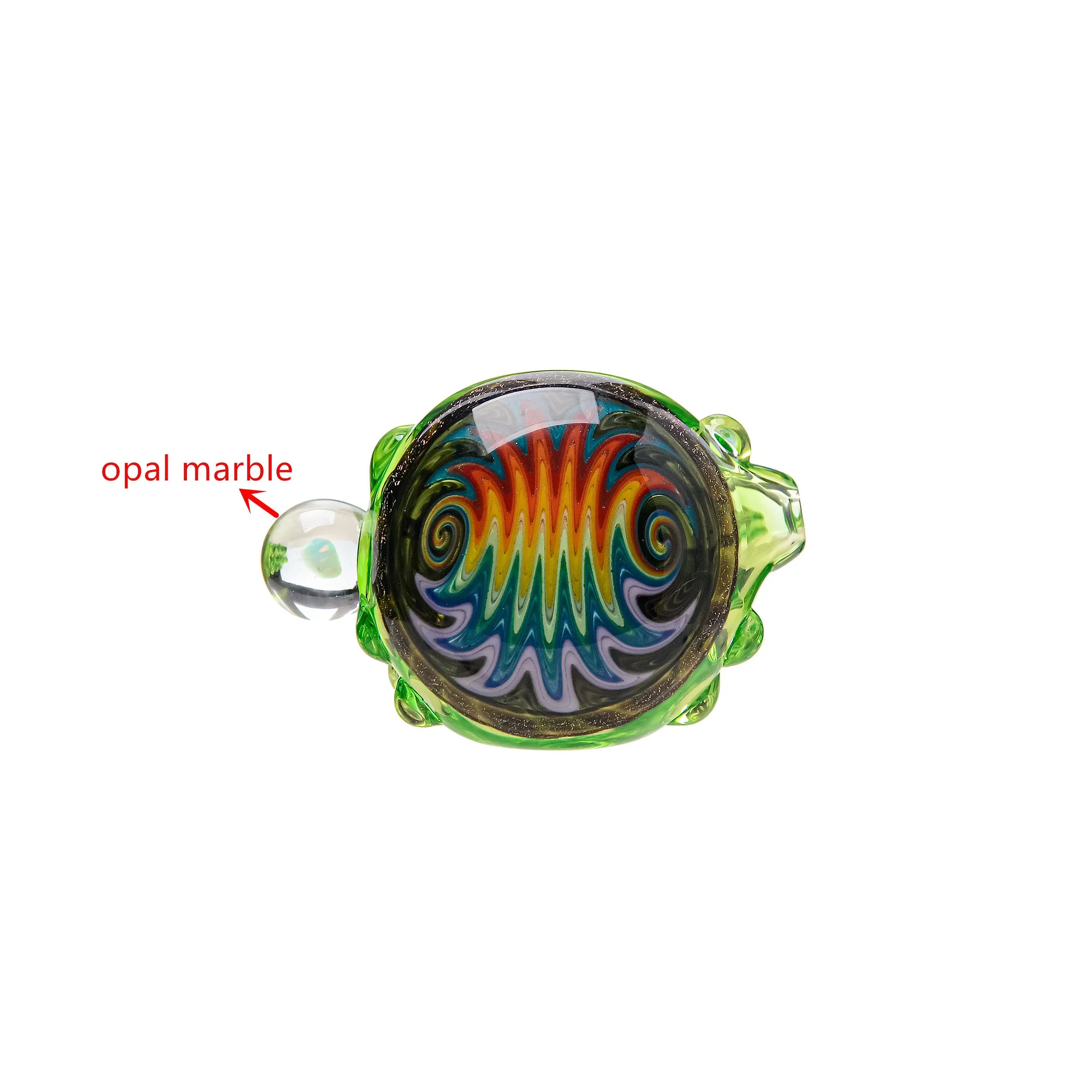 Us Color Wigwag Glass Hand Pipe Spoon Pipe with Encased Opal