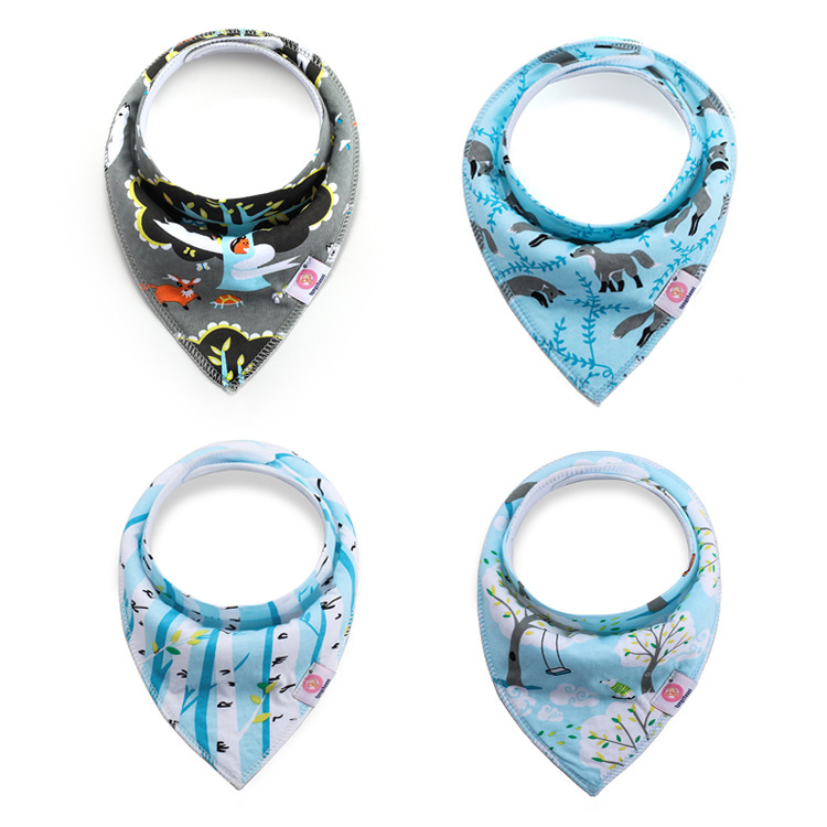 New Cute Cartoon Design Waterproof Drool Baby Toddler Bandana Cotton Bib