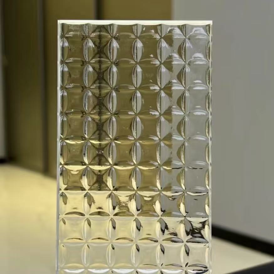 Customized Art Building Pattern Wave Fluted Design Glass for Door