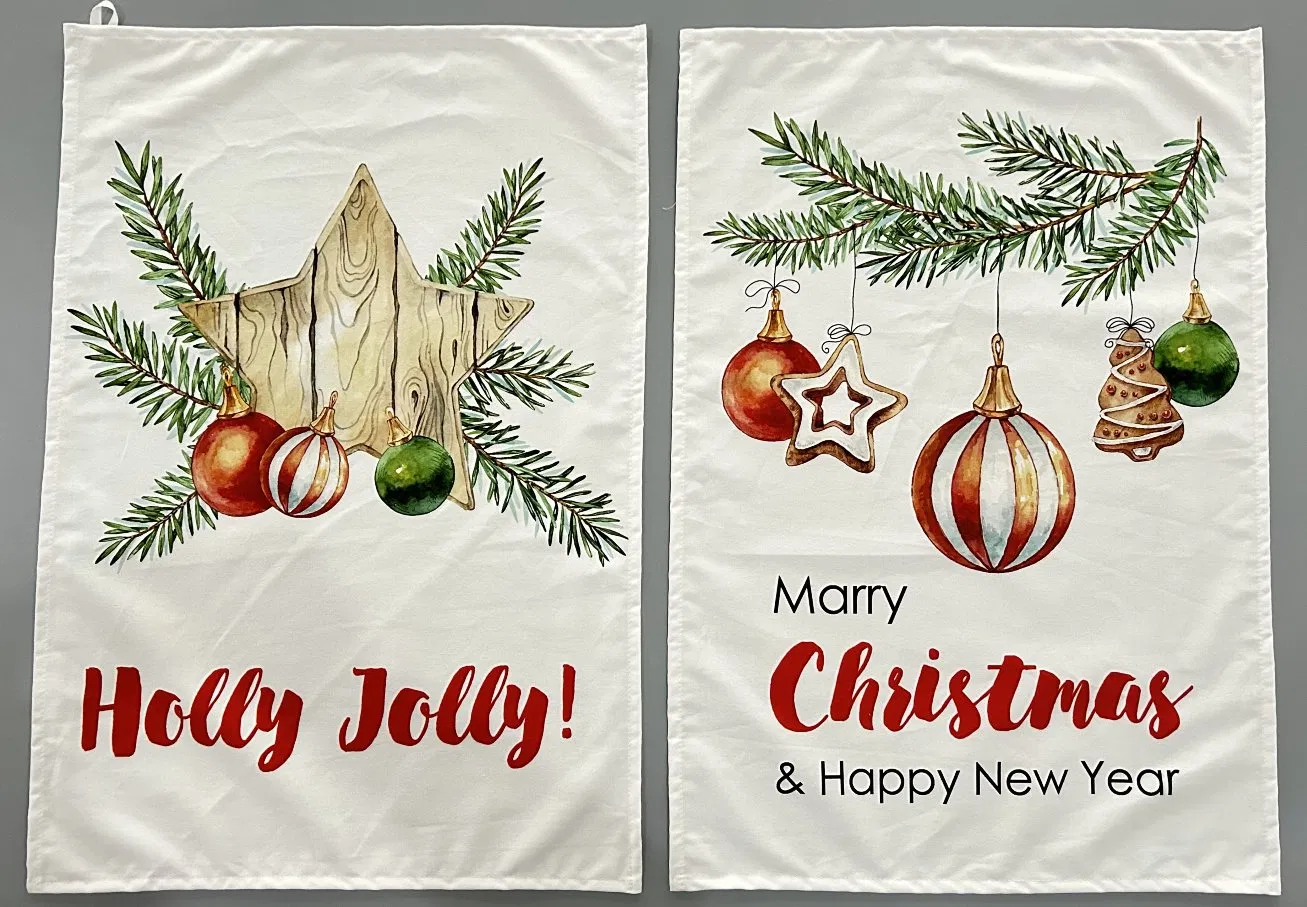 Custom Digital Printed Christmas Kitchen Tea Towel