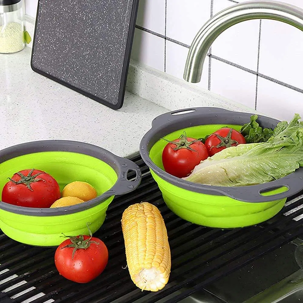 New Collapsible Drainer Kitchen Tool Silicone Filter Baskets Fruit Vegetable Washing Basket