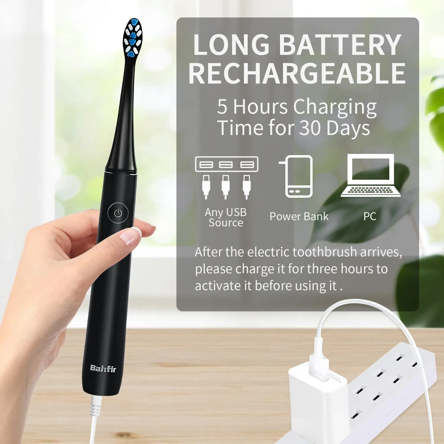 Soft Bristle Ipx7 Waterproof Electric Adult Travel USB Charging Electric Toothbrush