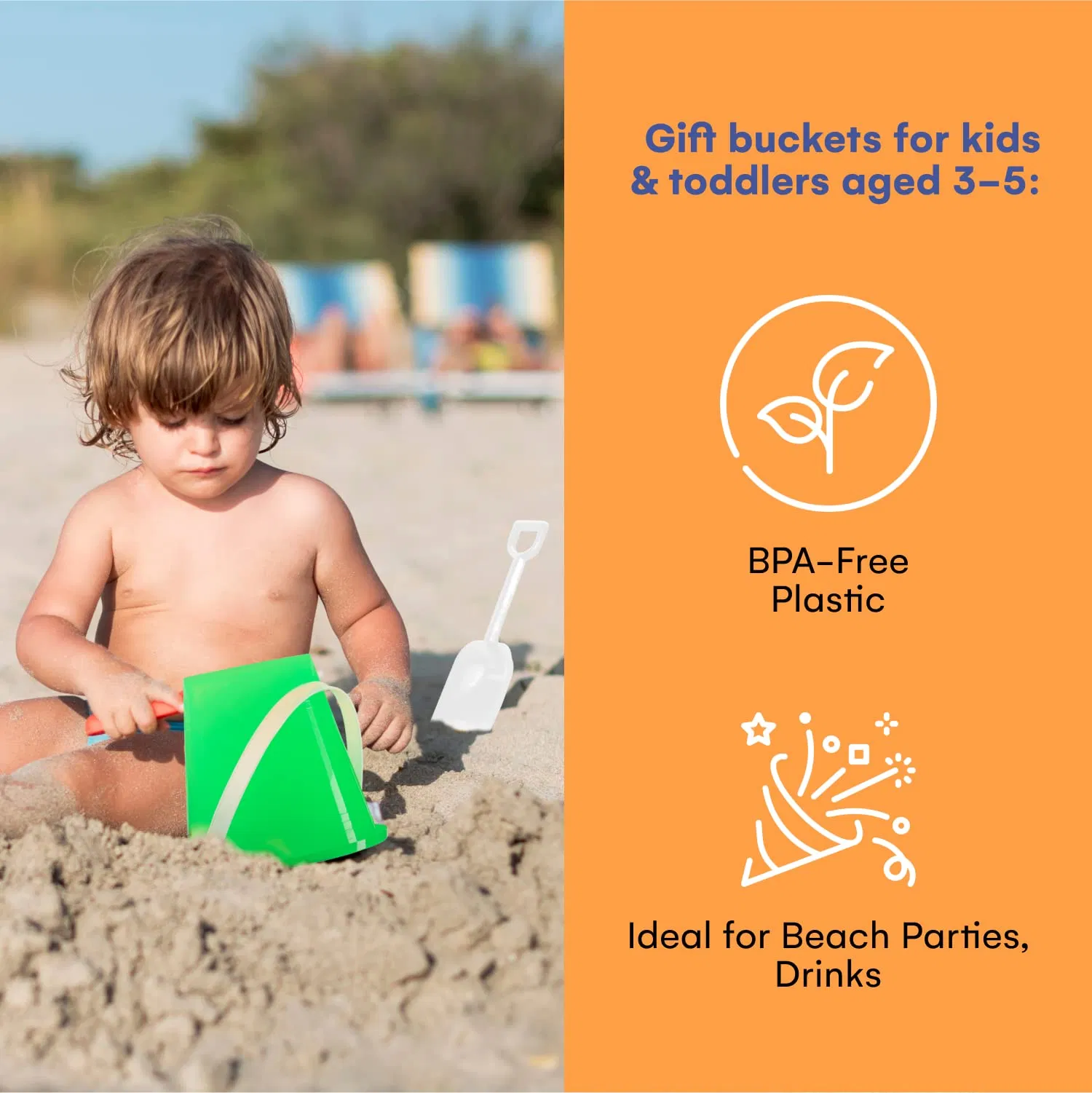 6PCS Beach Pails Sand Buckets Shovels Toy Pool Swim Toys Kids Toddler Sandcastle Buckets