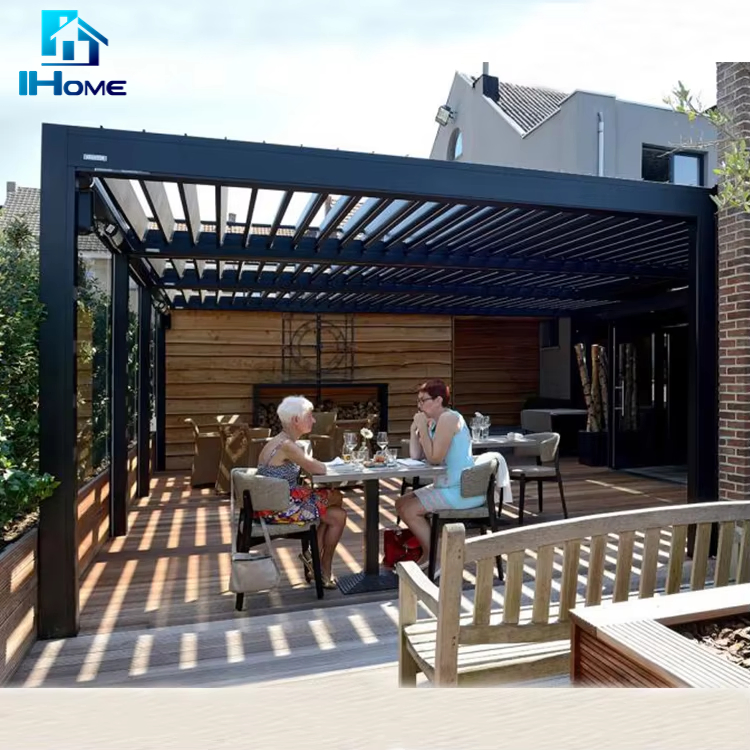 Garden Gazebo Aluminum Louvre Awning Electric Opening Patio Louver Roof Smart Pergola