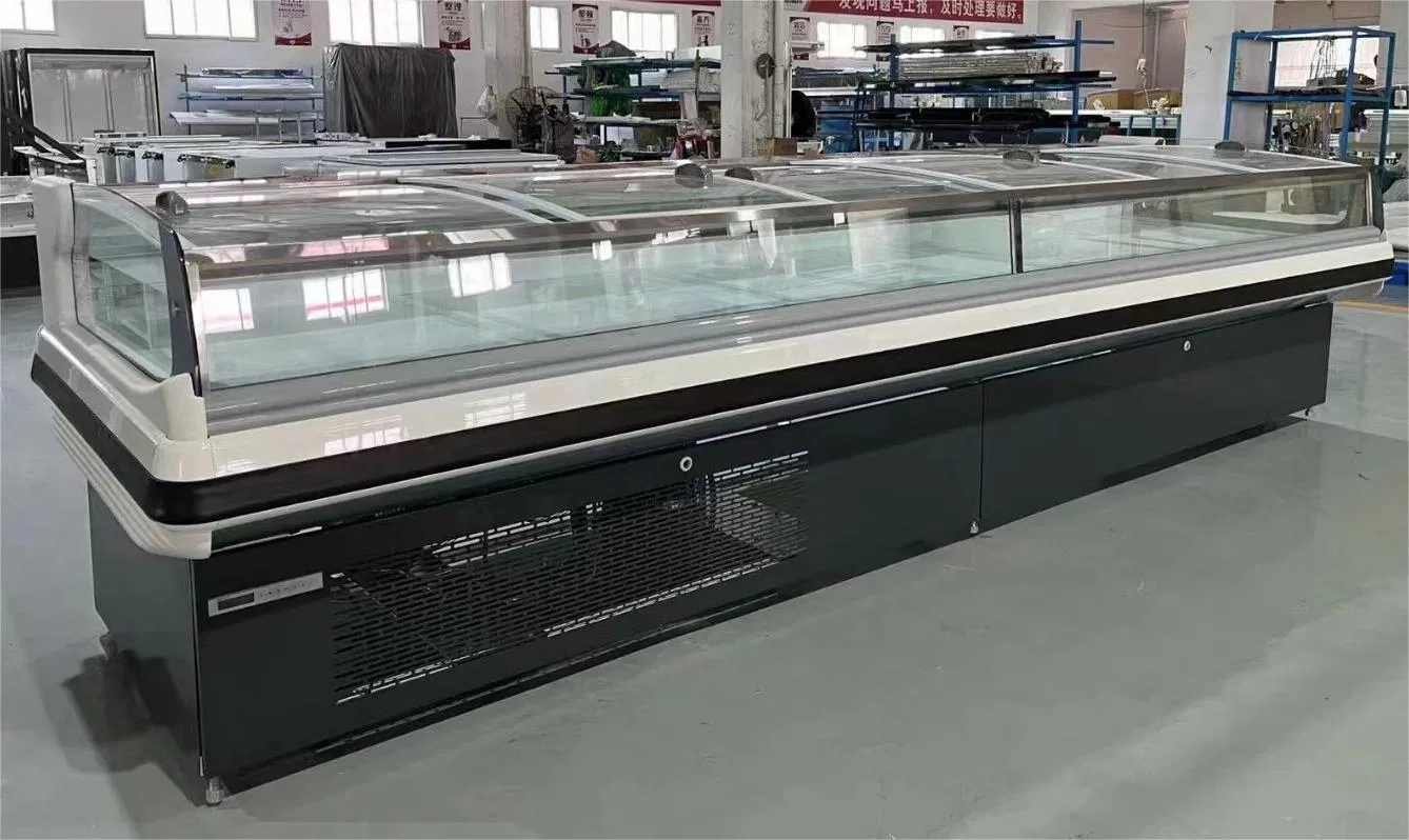 Supermarket and Stores Food, Fish, Fresh Meat Chiller Glass Display Refrigerator Showcase