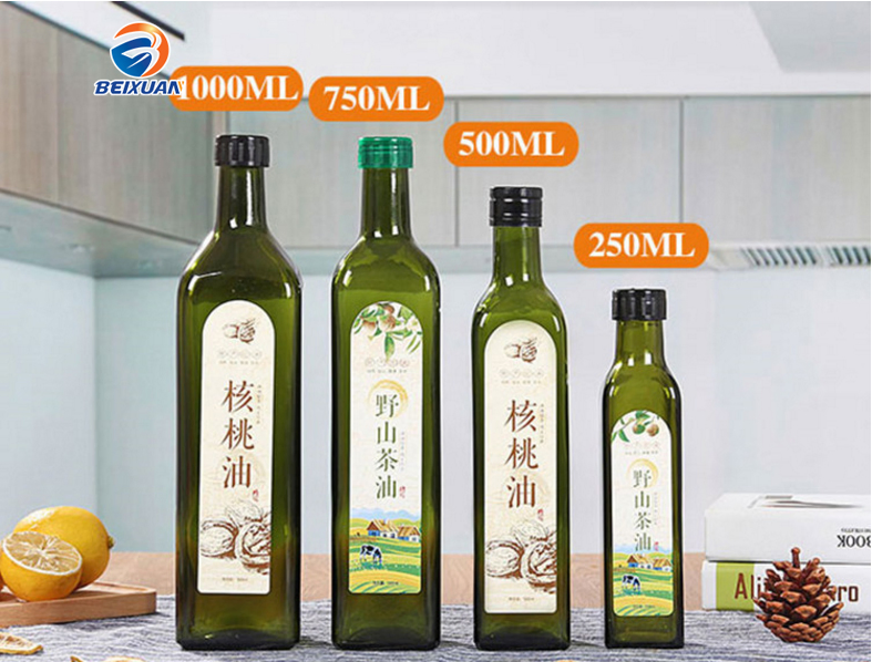 Hot Sale 750ml Dark Green Glass Olive Oil Bottle with Cap