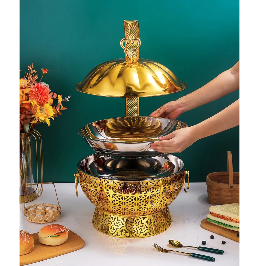 Decorative Hinged Lid Buffet Set Stove with Hanger Dome Cover
