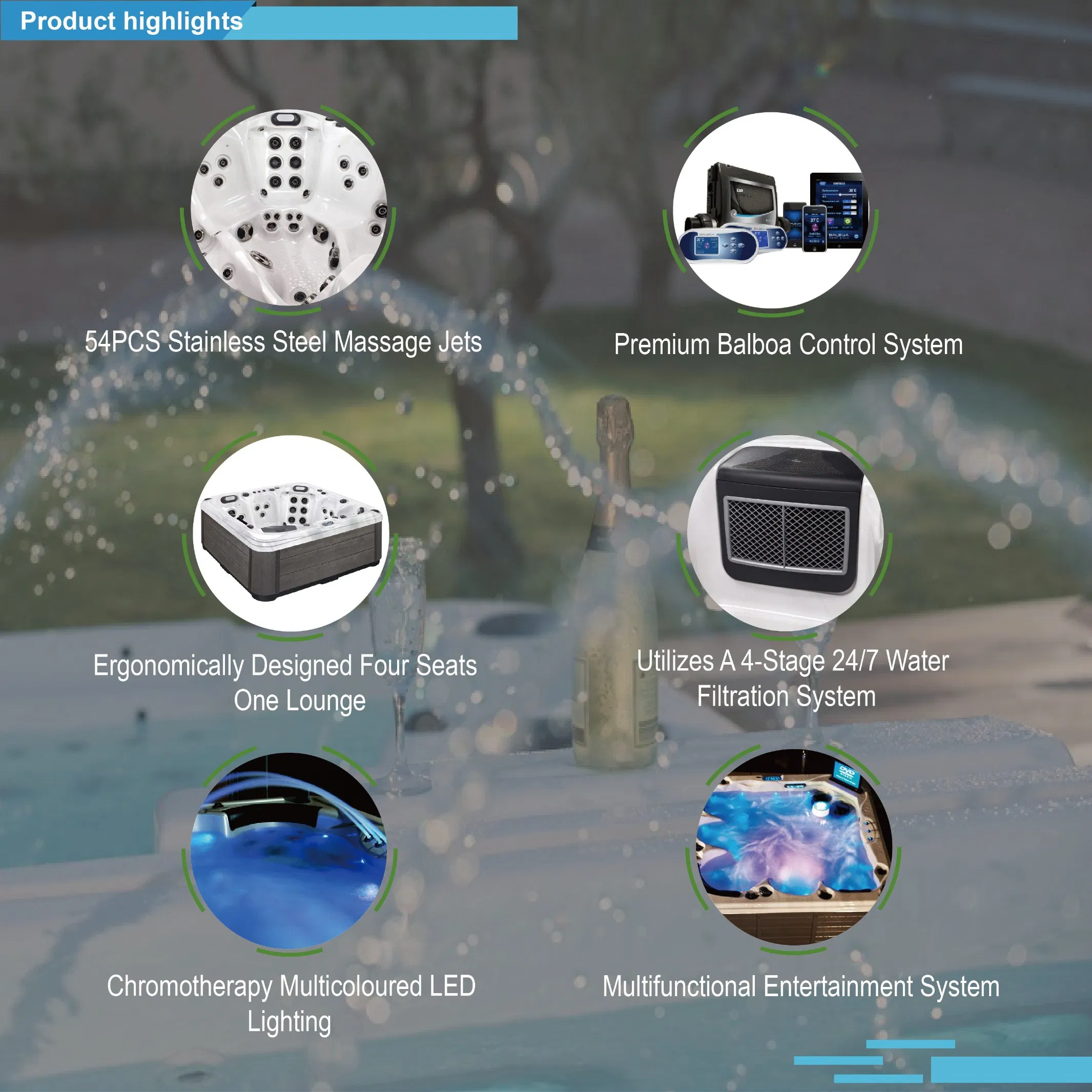 Угловая СПА-ванна Balboa на 5-6 человек для улицы