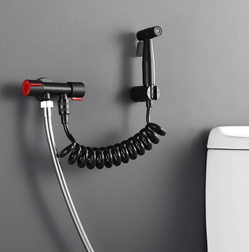 Durable Fashion Matte Black Brass Wall Mounted Bidet Spray Gun Bathroom Accessories Wc Toilet Bowl Spray Gun
