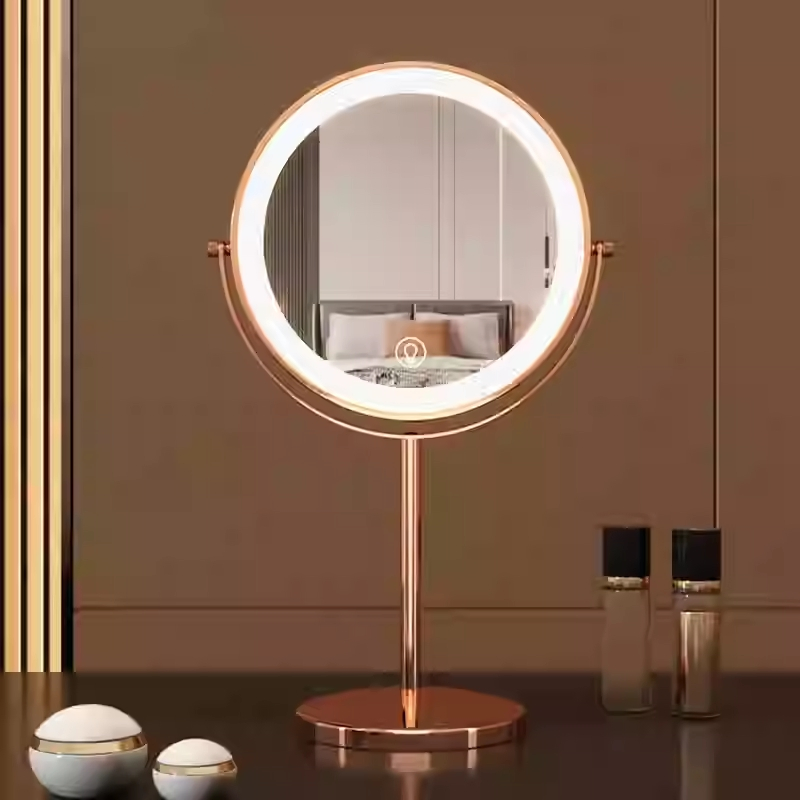 Wholesale Touch-Sensitive Smart LED Vanity Mirror with Adjustable Height, Dual-Sided Magnification, and Dimmable Lighting for Beauty Salons and Home Use