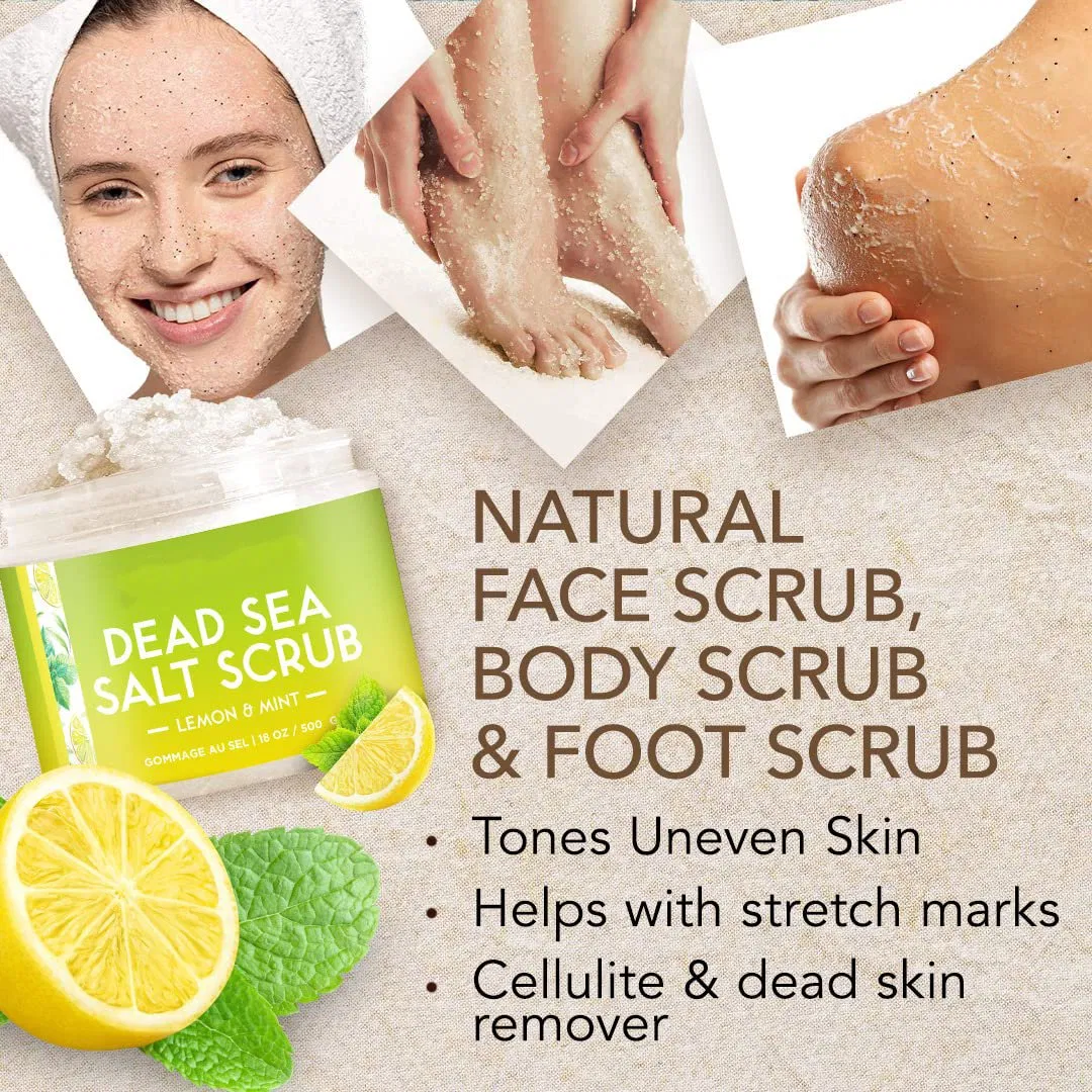 Beauty Cosmetics Body Care Gentle Exfoliation Dead Sea Salt Scrub -Lemon & Mint