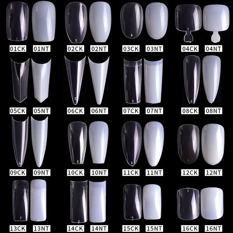 500PCS Artificial Nail Art Tips, Coffin Long Square Stiletto Nail Fake Tip