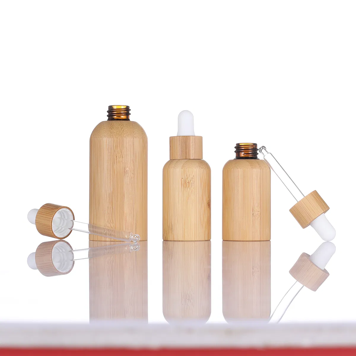High Quality Glass Bamboo Essential Dropper Bottle, Glass Dropper Bottles for Beauty