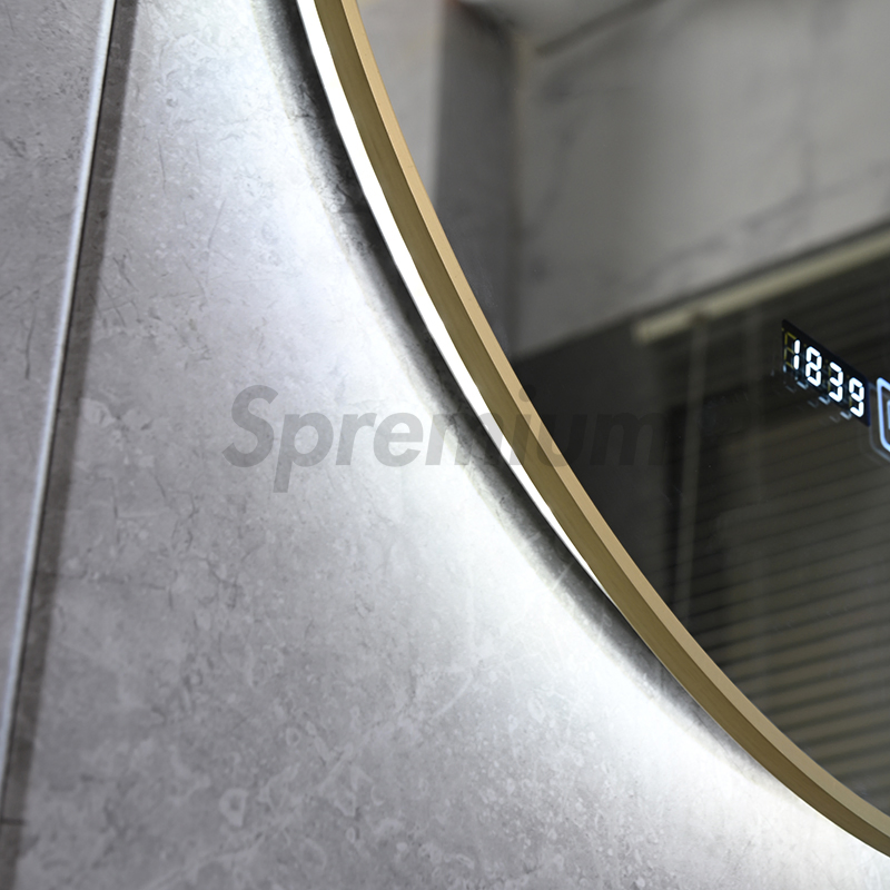 Modern Smart Home Touch Screen Oval LED Bathroom Anti-Fog Mirror with Time Screen