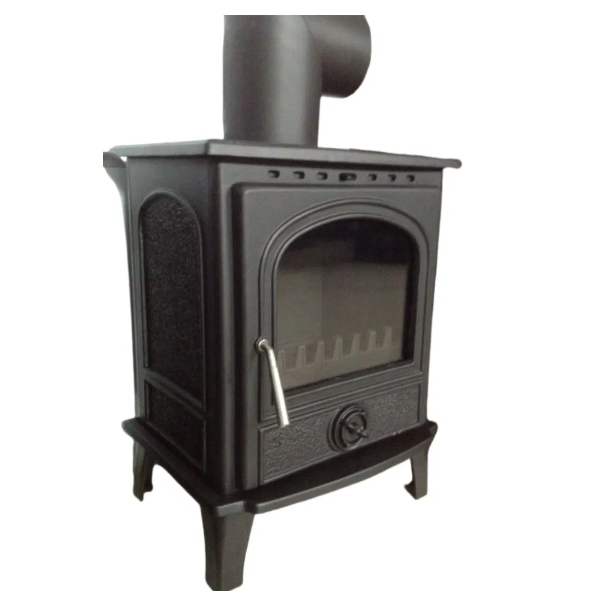 Compact Hybrid Cast Iron Wood Stove for Efficient Heating