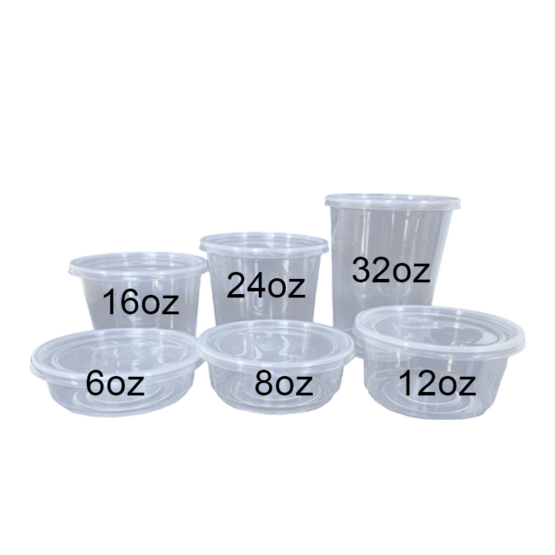 Disposable Plastic PP Clear Soup Food Container with Lid Custom 6/8/12/16/24/32oz