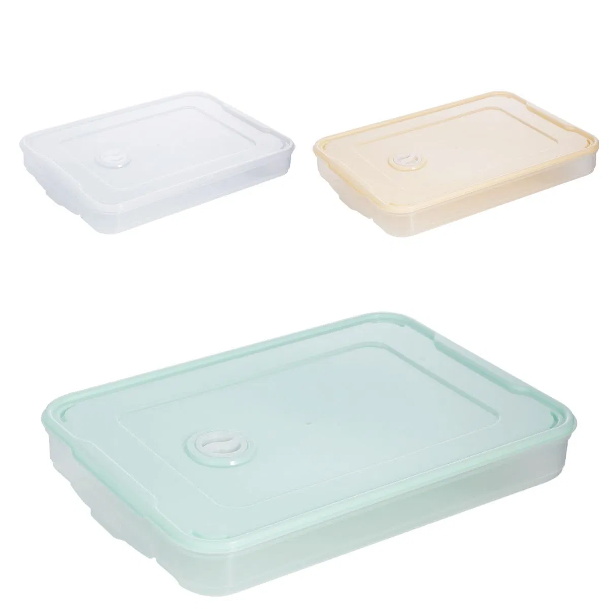 Food-Grade Three-Color Rectangular PP Dumpling Storage Container