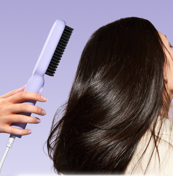 Wholesale New Ionic Hair Straightening Comb, Portable 2-in-1 Straightening & Curling Iron
