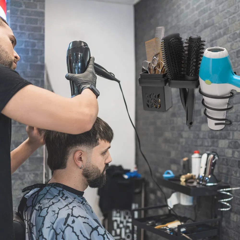 New Product Black Wall Mounted Hair Dryer Holder Storage Rack for Household Salon