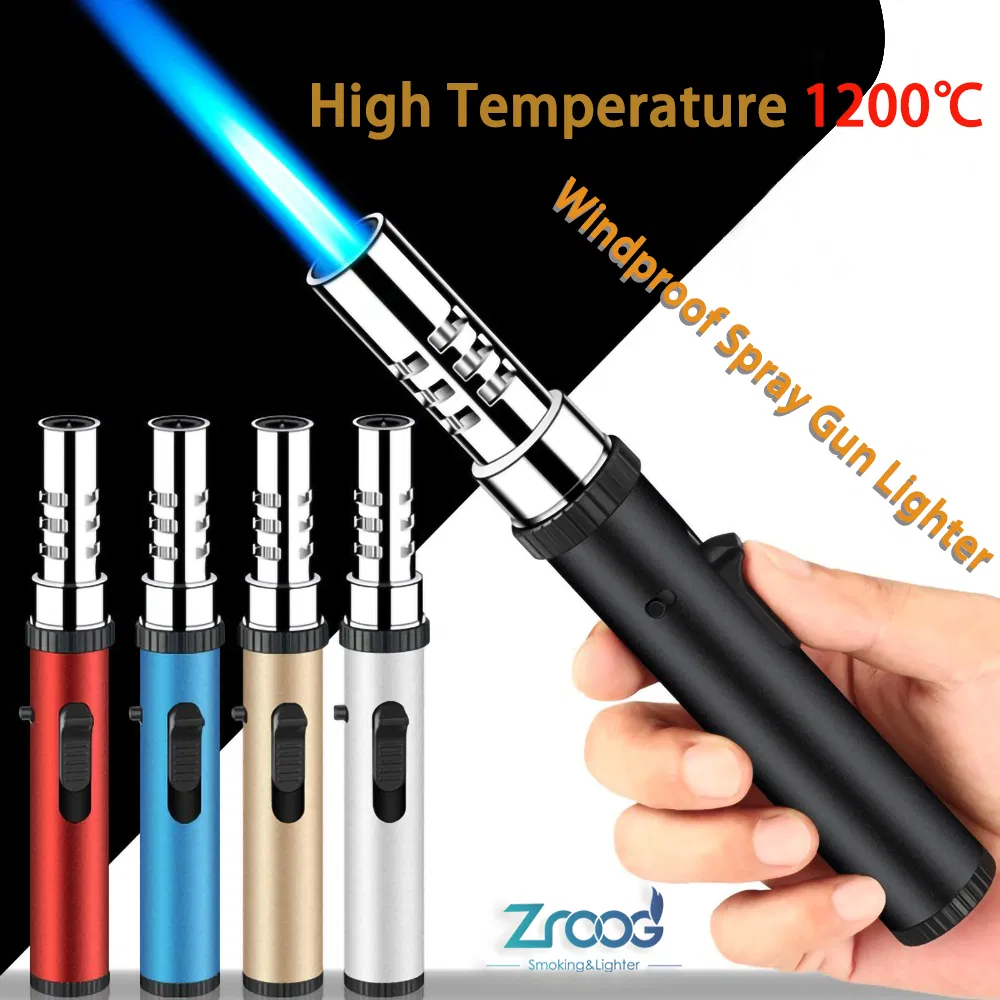 Windproof Torch Lighter Triple Torch Jet Blue Flame Refillable Butane Metal Lighter
