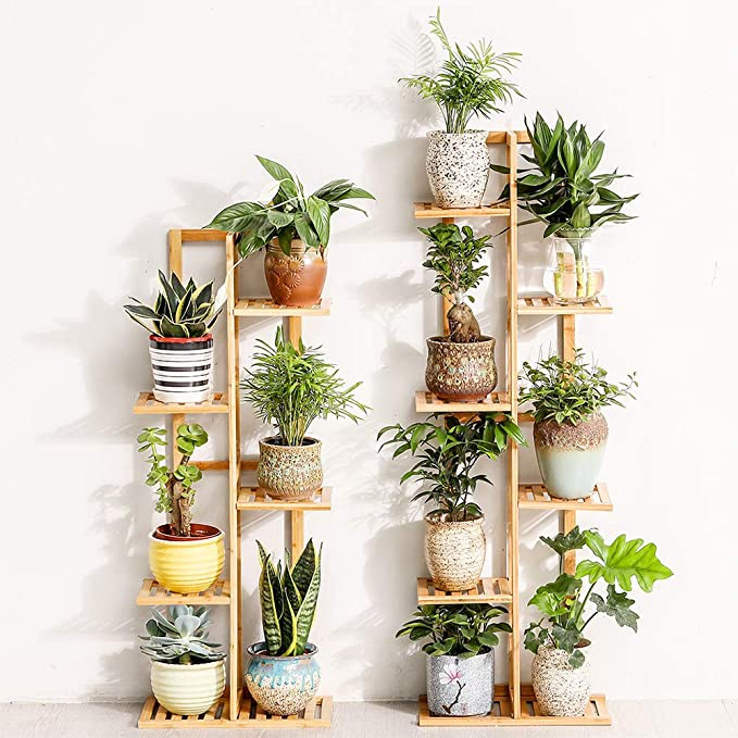 Wholesale Bamboo Plant Stand Rack 5 Tier 6 Potted Indoor&amp; Outdoor Multiple Stand Holder Shelf Rack Planter Display