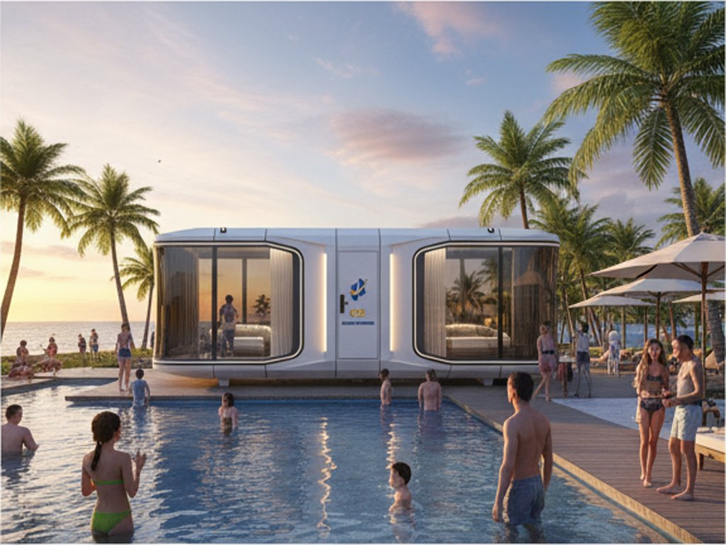 2 Bedrooms Prefab Homes Honghuiyuan OEM Capsule House Home Stay Hotel Hotel Holiday