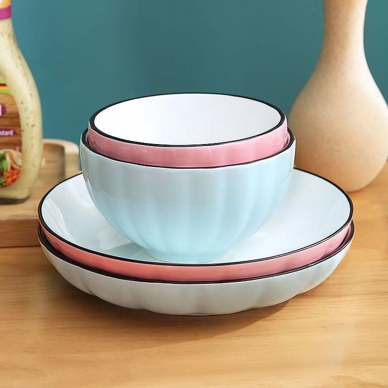 Dinner Set Bowl Dinner Plate Colors Glaze Porcelainware Ceramic Tableware