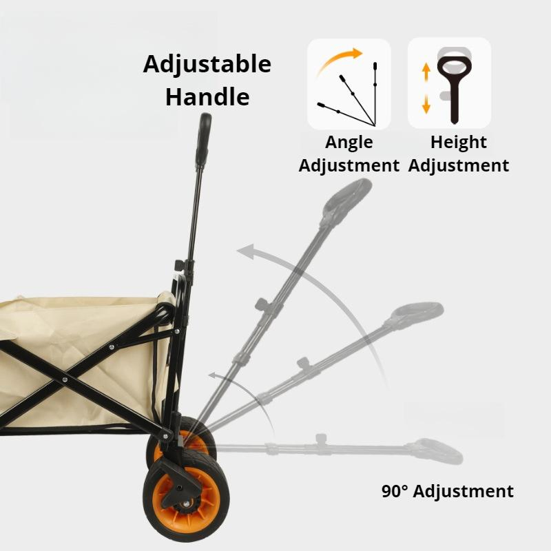 Foldable 8 Inch Wheels Custom Enlarged Volume Outdoor Camping Trolly Cart Tank Wheel Version Black