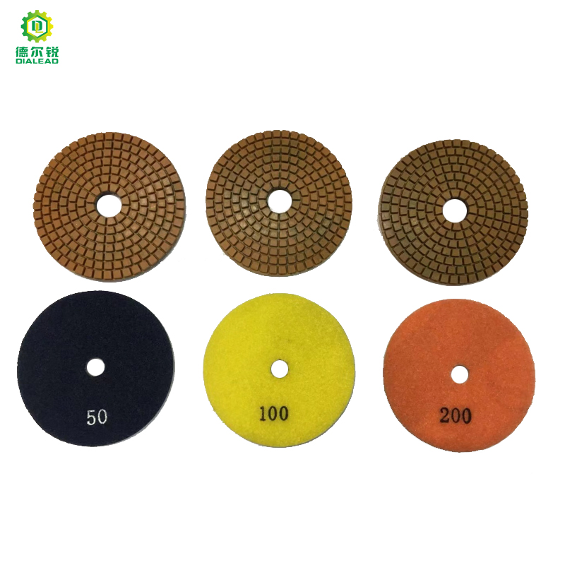 Dialead Wet or Dry Used Flexible Diamond Polishing Pads for Angle Grinder for Hard Granite