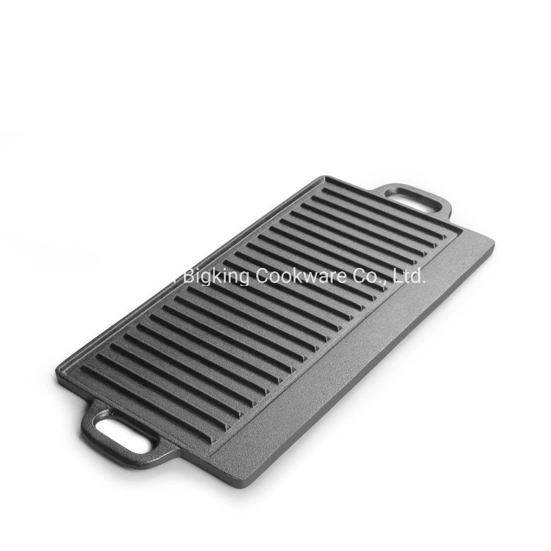 Rectangular BBQ Grills Cast Iron Griddle Reversible Fry Pan