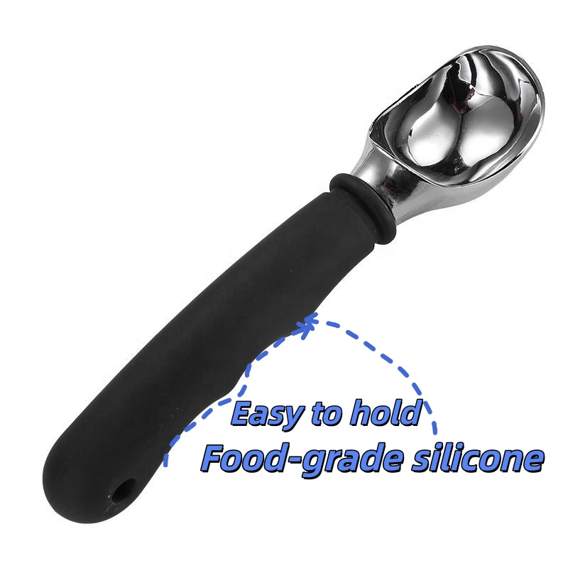 Wholesale Custom Silicone Handle Non-Slip Stainless Steel Spoons, Used for Ice Cream
