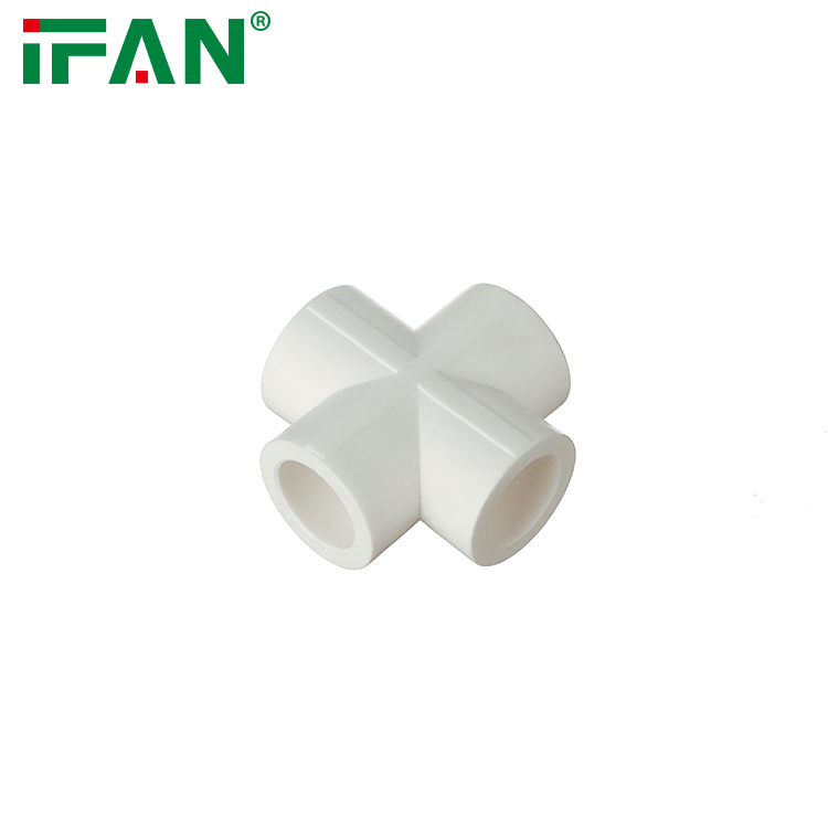 Ifan Guaranteed Quality ISO 15874 Plastic PPR Pipe Fitting 20-63mm Cross Tee PPR Water Pipe Fittings