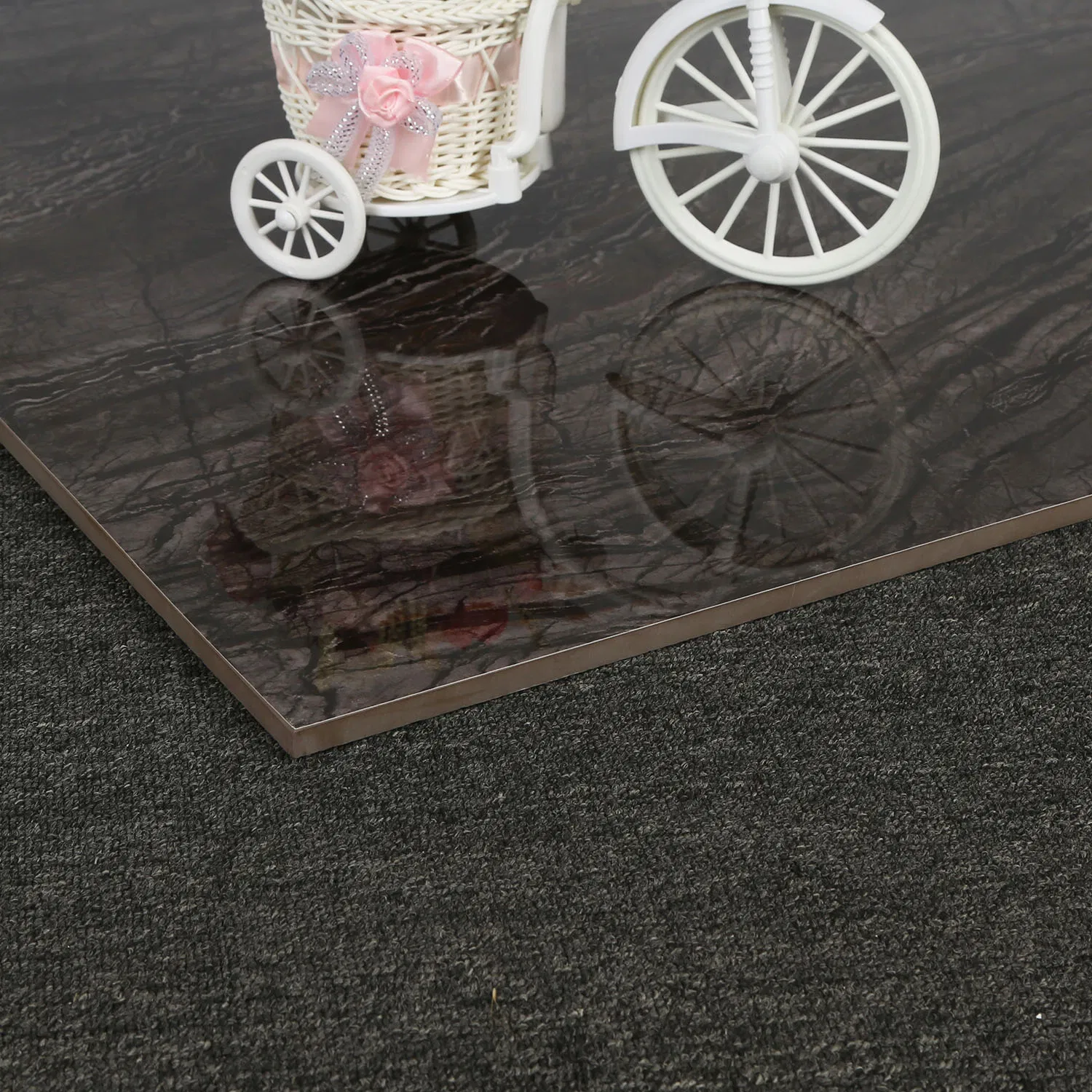 Wholesale Jet Black Polished Glazed Porcelain Indian Tills Floor Tile