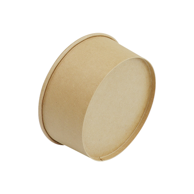 Disposable Round Soup Bowl Kraft Paper Salad Bowl with Lids
