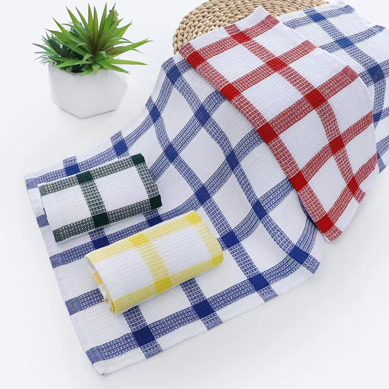 38*64 Cm 55 Gram/Piece Check Stock Ready Cotton Terry Tea Waffle Woven Cloth Cleaning Kitchen Dish Towels