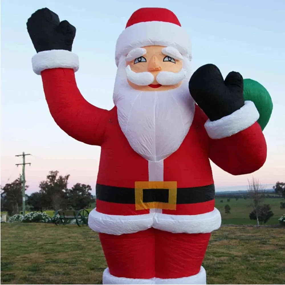 Giant Christmas Inflatable Santa Claus with Blower LED Lighted Christmas Decorations Outdoor Yard Lawn Christmas Party