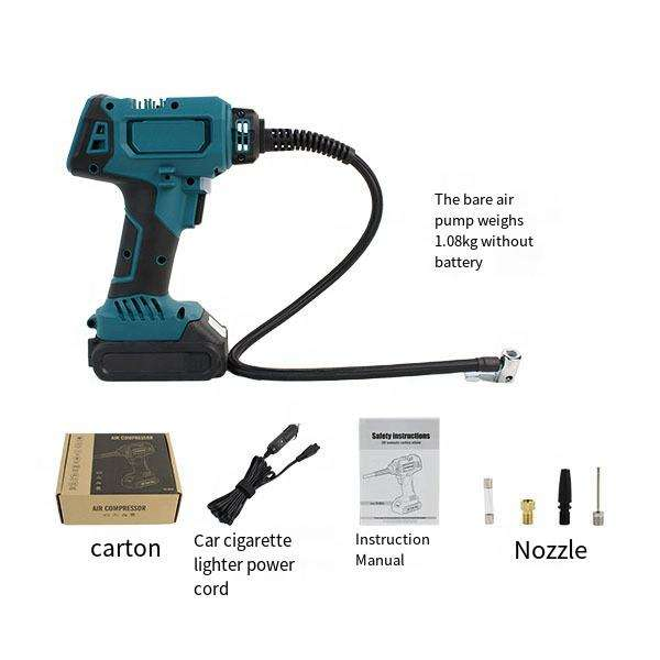 Портативный автомобильный компрессор 21В с LED-фонарем