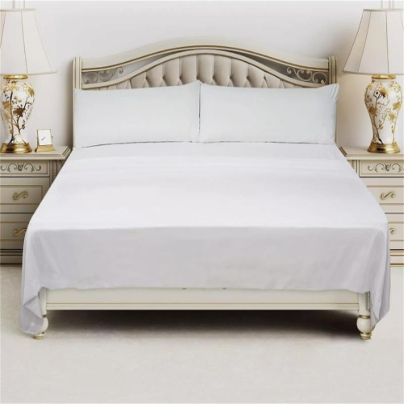 Polyester/Cotton 50/50 250 Thread Count White Satin Stripe Single Flat Hotel Sheet