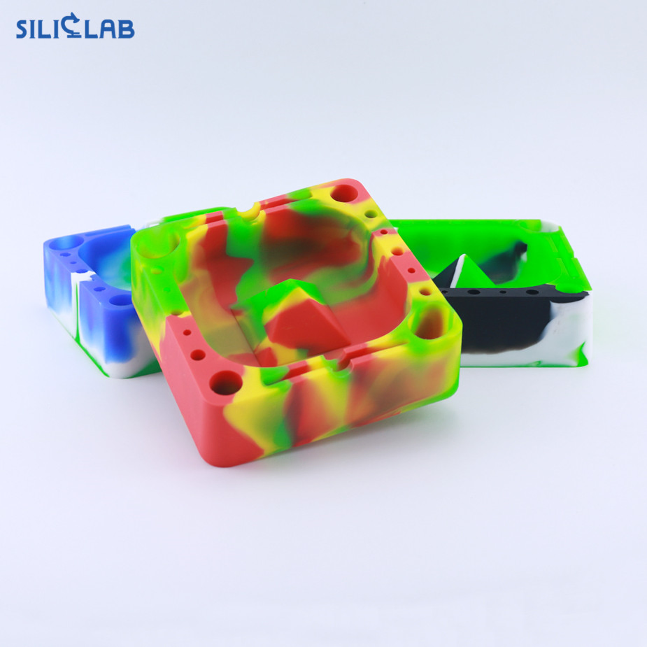 Siliclab Brand Ashtray Custom Logo Square Silicone Ashtray Smoking Tobacco Cigarette Accessories