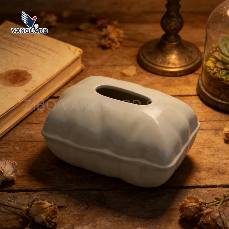 Ins Rectangular White Napkin Box Creative Ceramic Tissue Box for Home Decor