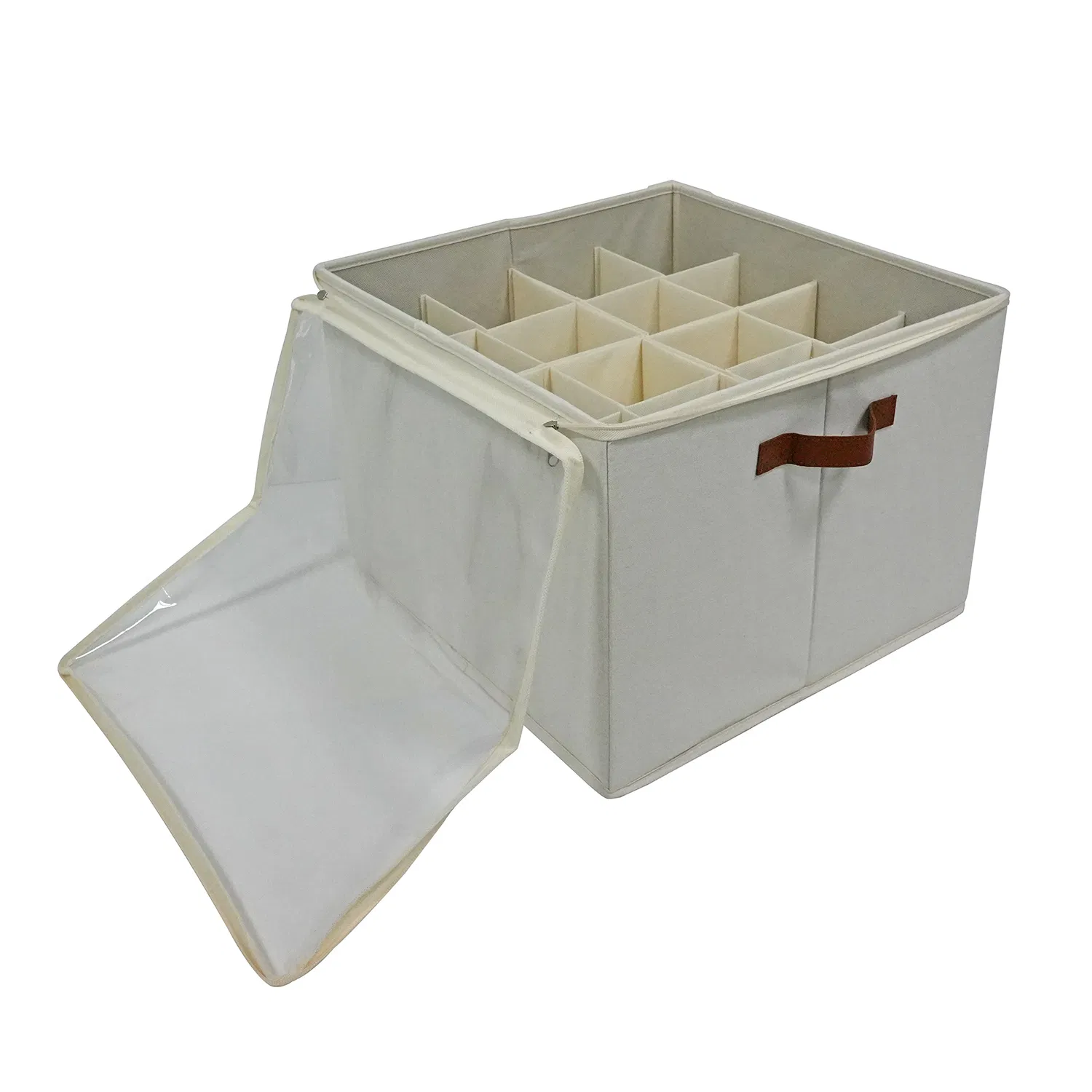 Adjustable Partition Fabric Storage Box Zipper Lid Dust-Proof Compartment Bin