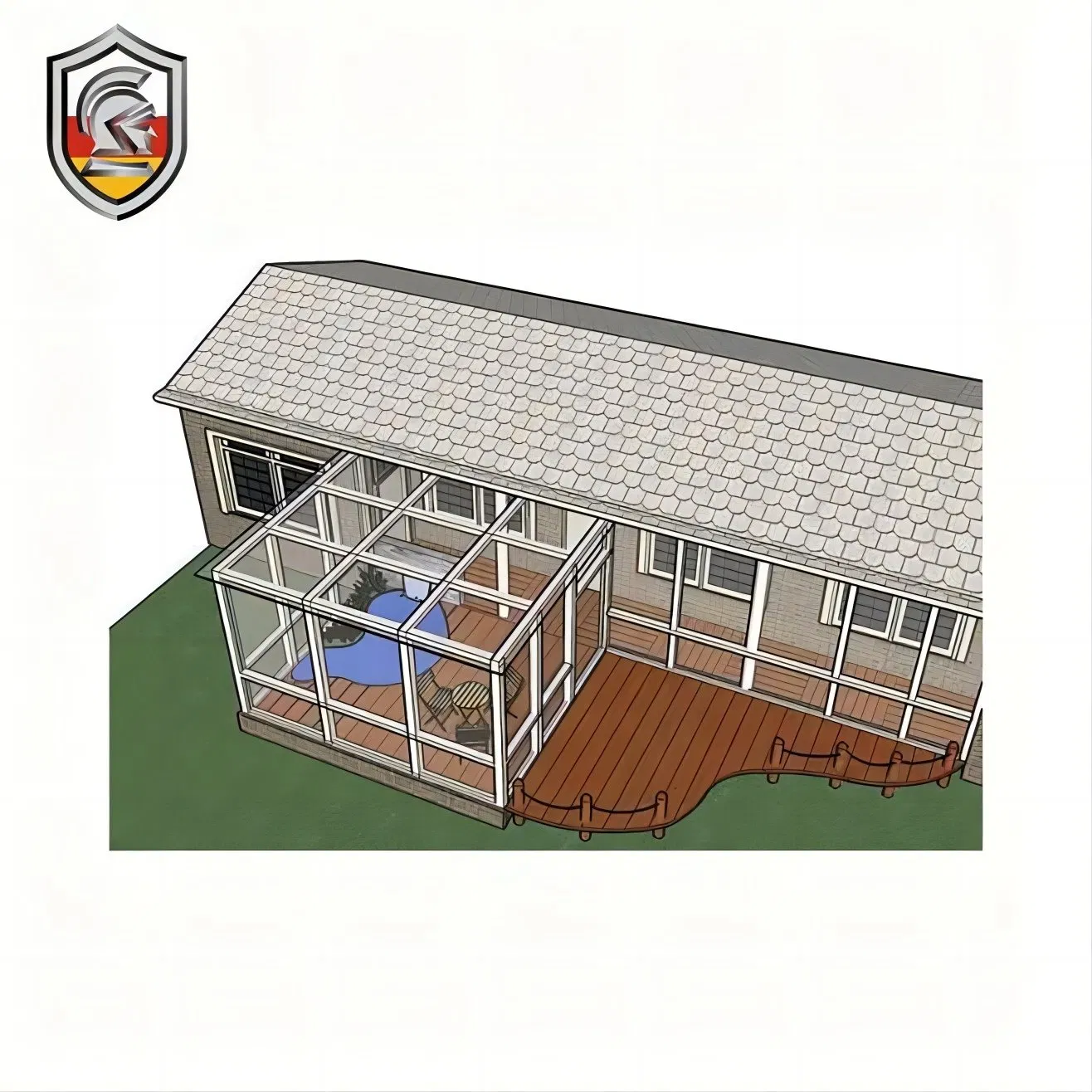 Customized Aluminium Alloy Frame Thick Glass Sunroom Houses