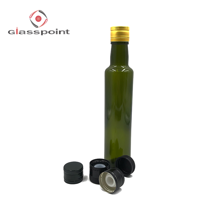 OEM 250ml Empty Round Green Vinegar Glass Olive Oil Bottle