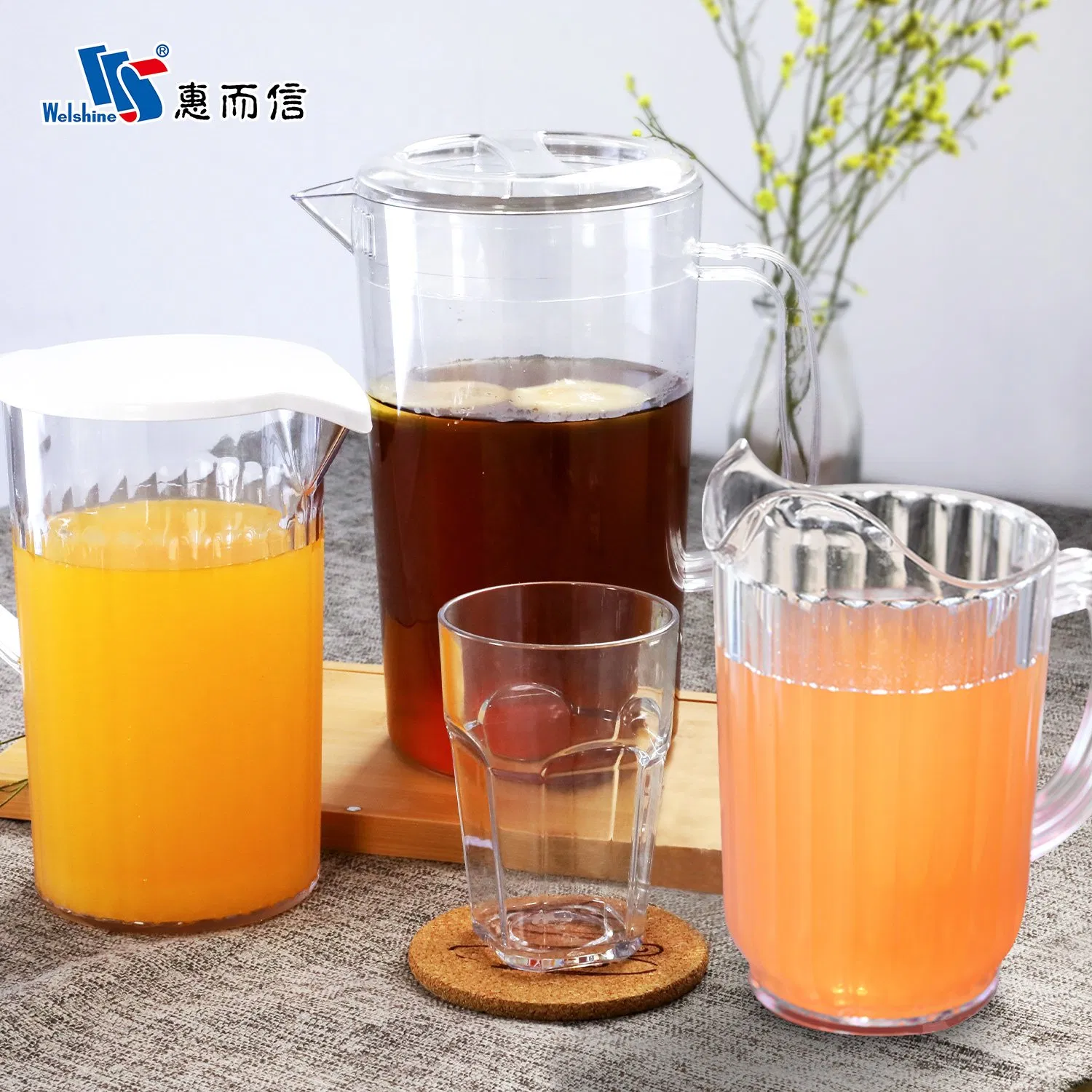 Plastic Measuring Cups with Handle Clear Unbreakable PC Beverage Pitcher Jugs Plastic Container