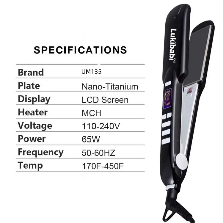 Titanium Hair Straightening New 2 in 1 Hair Straightener Portable with Clip 360 Degree Rotating Line Hair Flat Iron Styling